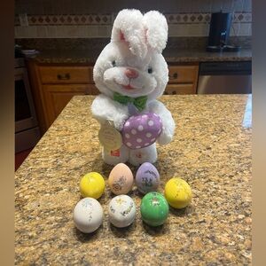 Hallmark Bunny with Floral Easter vintage  Eggs
